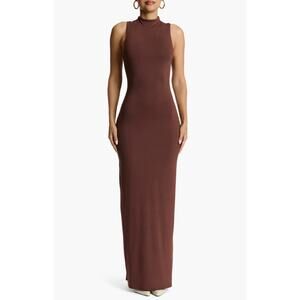NWOT Naked Wardrobe Mock Neck Sleeveless Maxi Dress Brown Size XL